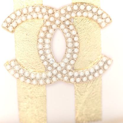 Chanel Resin Pearl Striped CC Cuff Gold 5 of 5