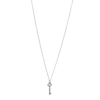 Tiffany Platinum Diamond Mini Vintage Oval Key Pendant Necklace 1 of 7