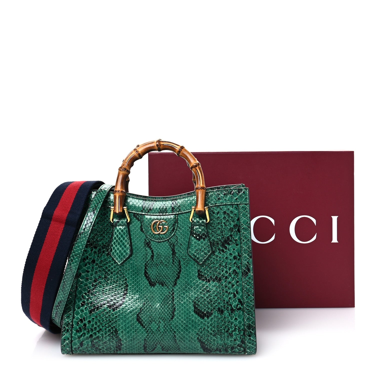 Gucci Snakeskin Small Diana Tote Bag Green 11 of 11