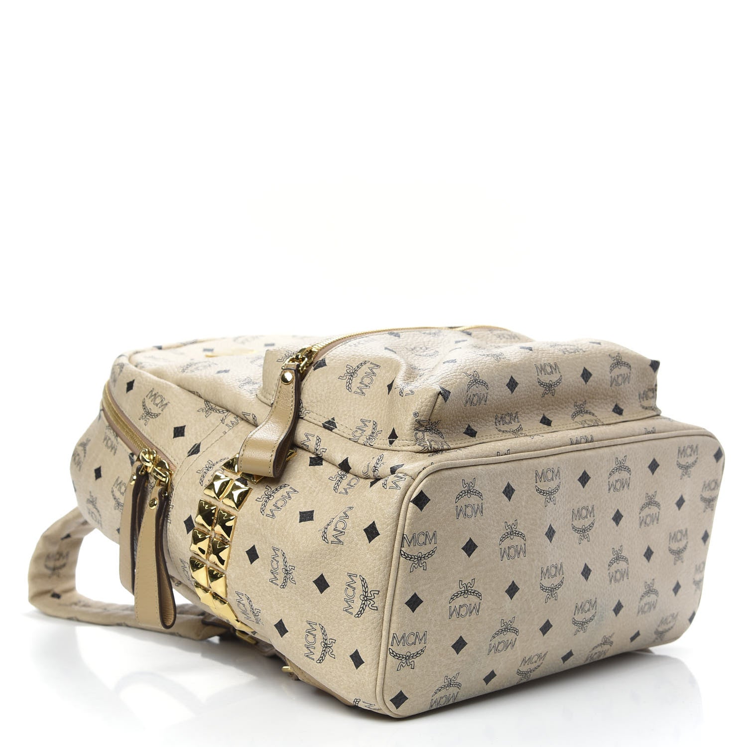 MCM Visetos Large Side Studs Stark Backpack Beige 3 of 12
