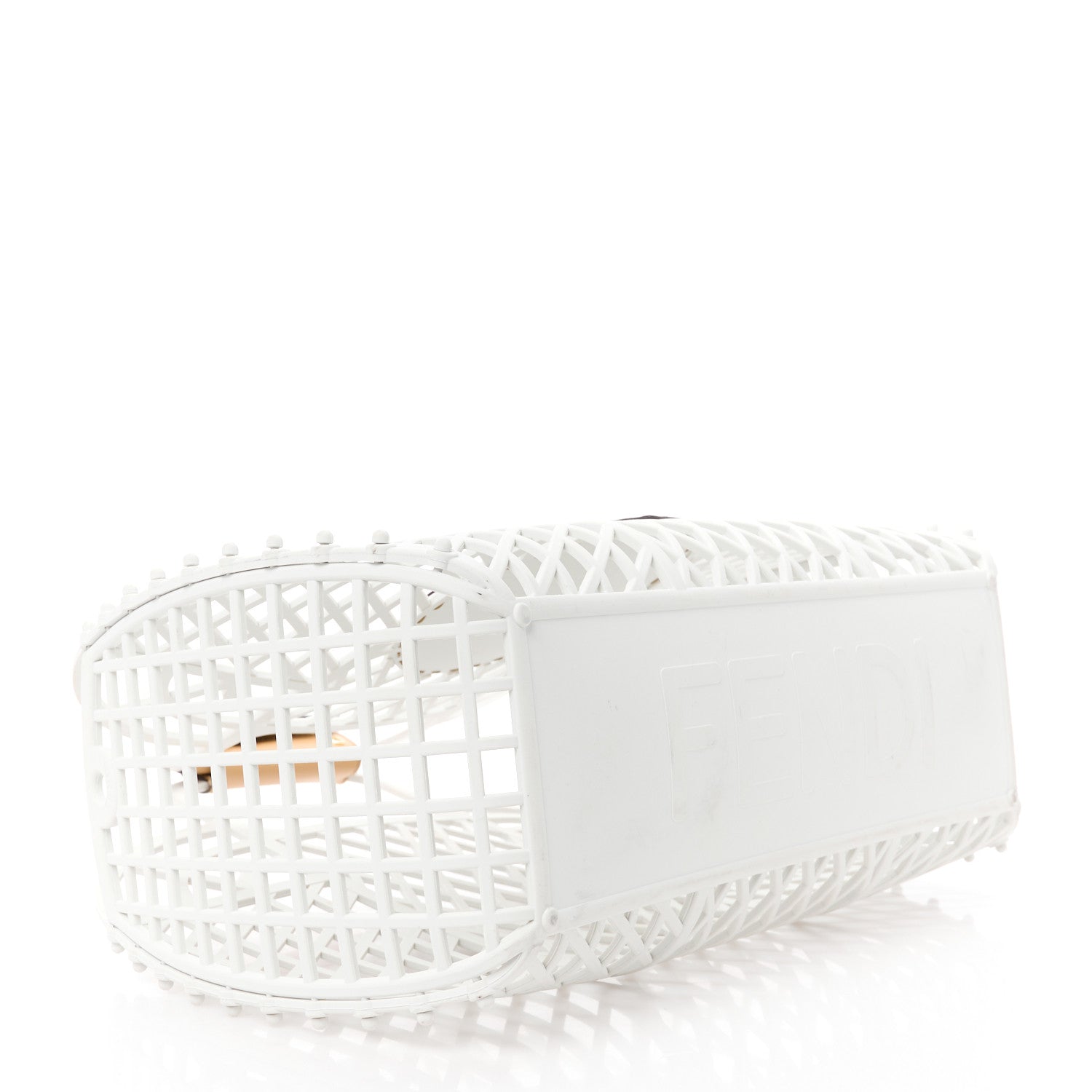 Fendi Recycled Plastic Vitello Liberty Matte Medium Fendi Basket White Ice Miele Scuro 4 of 13