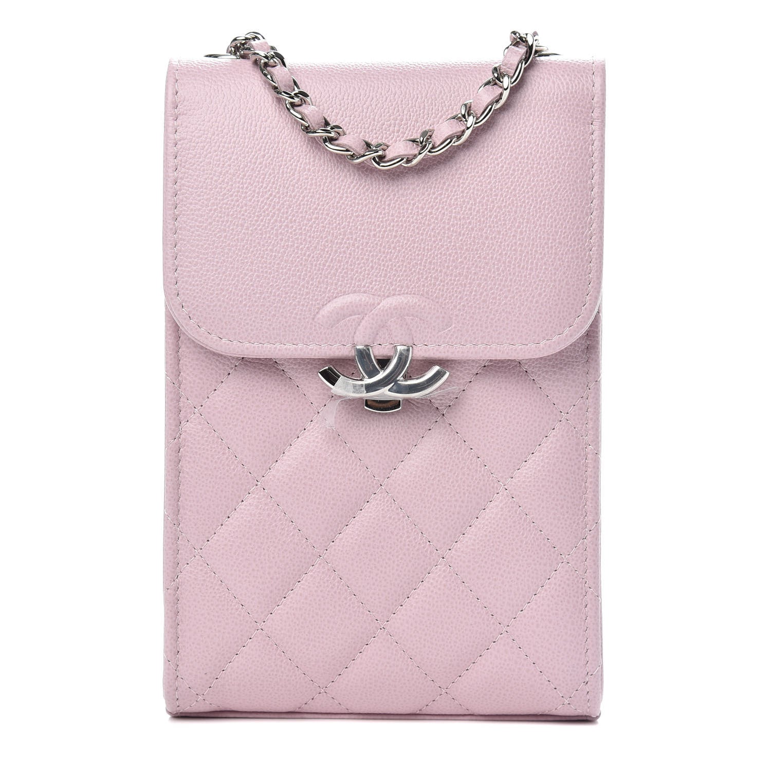 Chanel Grained Calfskin Quilted CC Box Clutch With Chain Rose 1 of 11