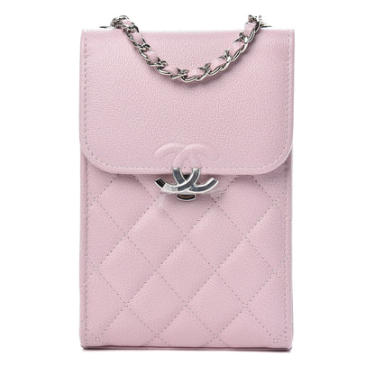 Chanel Grained Calfskin Quilted CC Box Clutch With Chain Rose 1 of 11