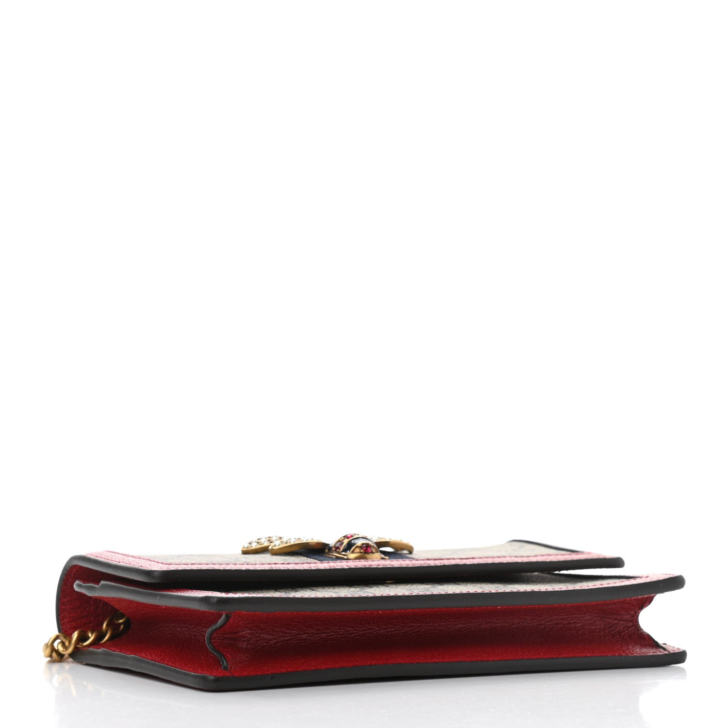 Gucci GG Supreme Monogram Web Queen Margaret Chain Wallet Red 4 of 10