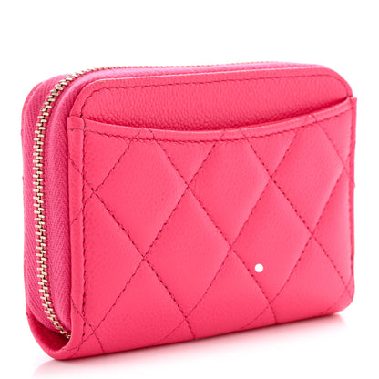 Chanel Caviar Quilted Zip Coin Purse Pink 3 of 8