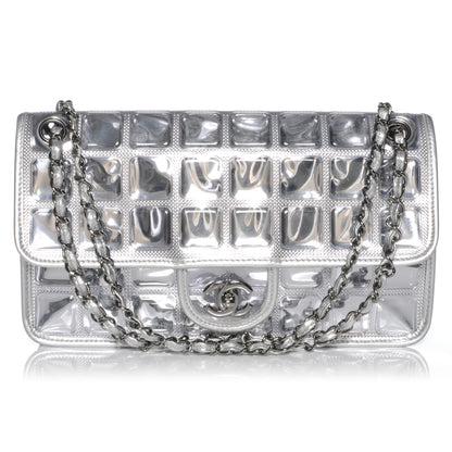 Chanel Vinyl Large Ice Cube Flap Silver 1 of 9