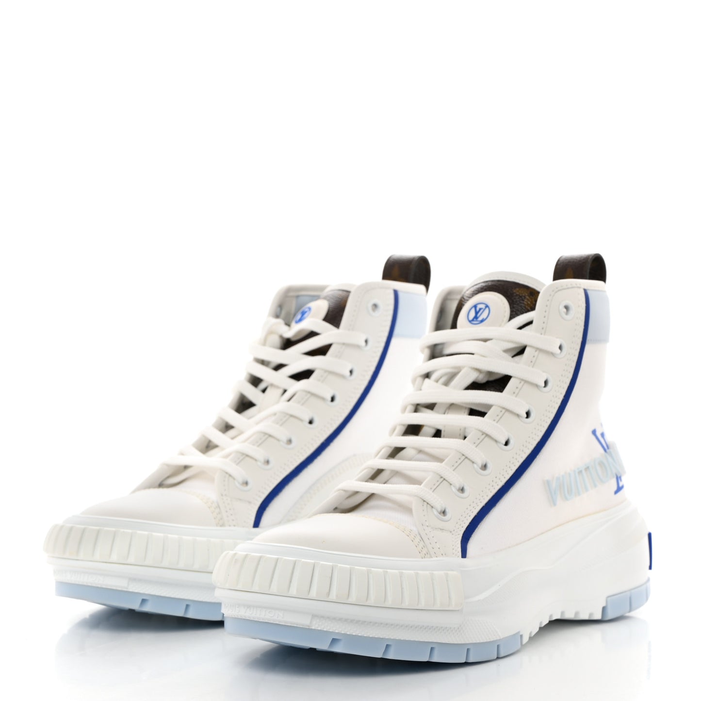 Canvas Monogram LV Squad Sneaker Boots 38 White Blue