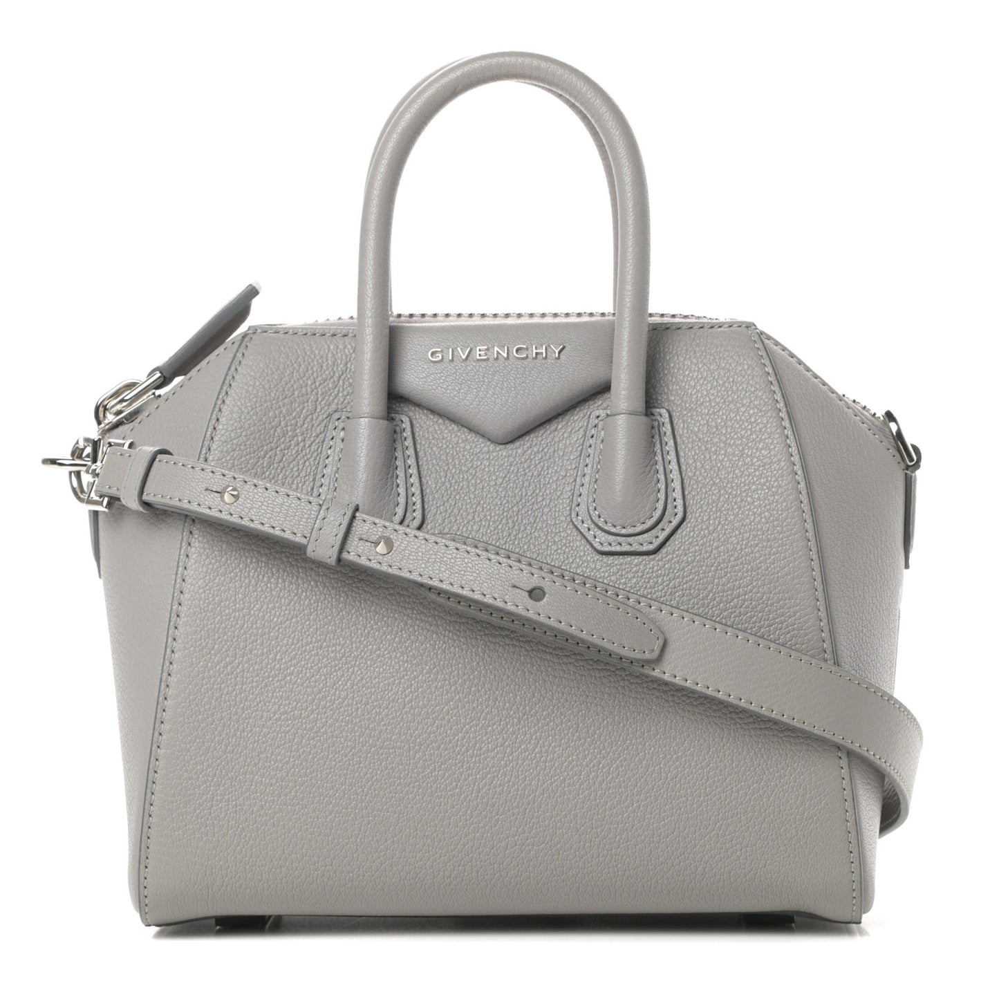 Sugar Goatskin Mini Antigona Pearl Grey