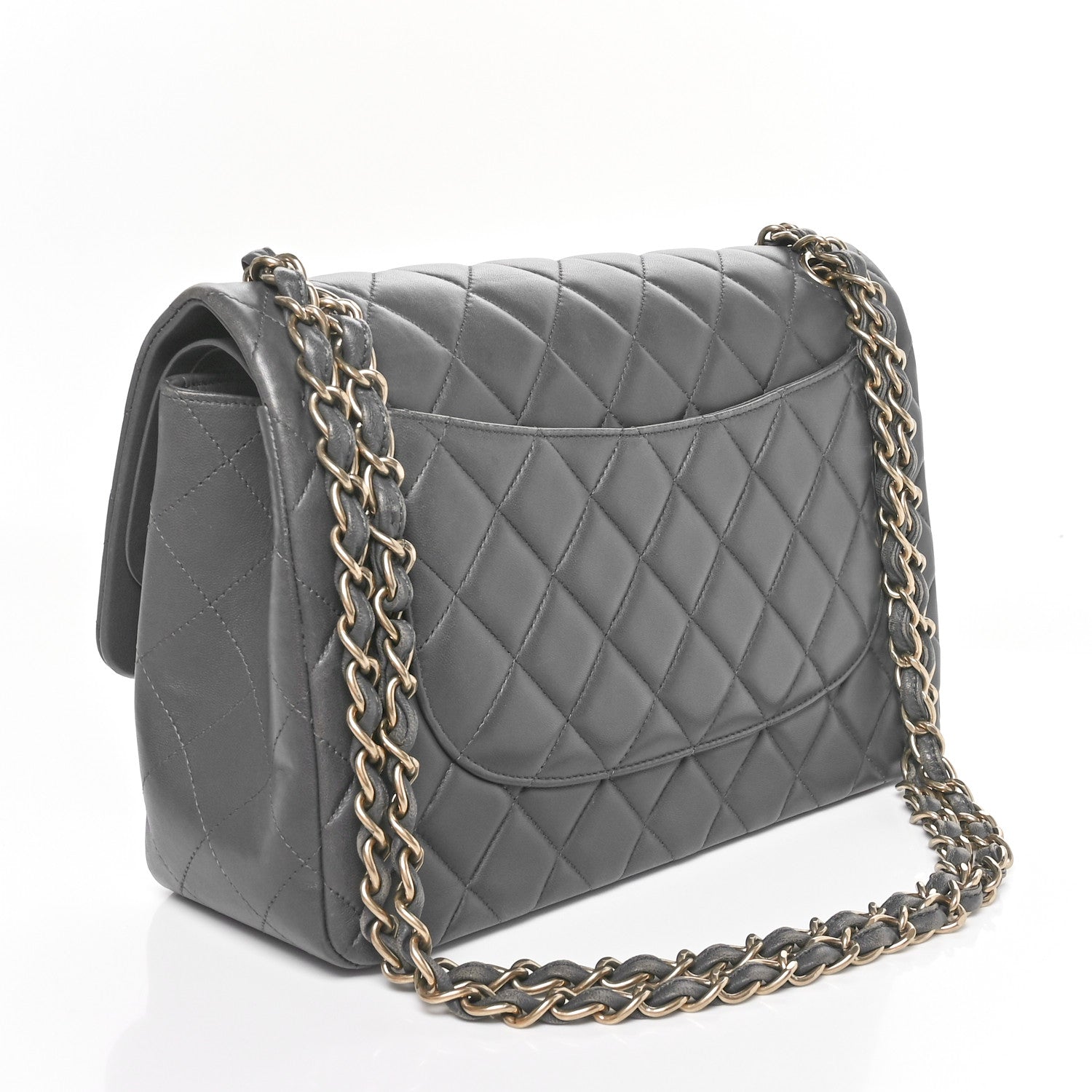 Chanel Lambskin Quilted Jumbo Double Flap Dark Grey 2 of 11