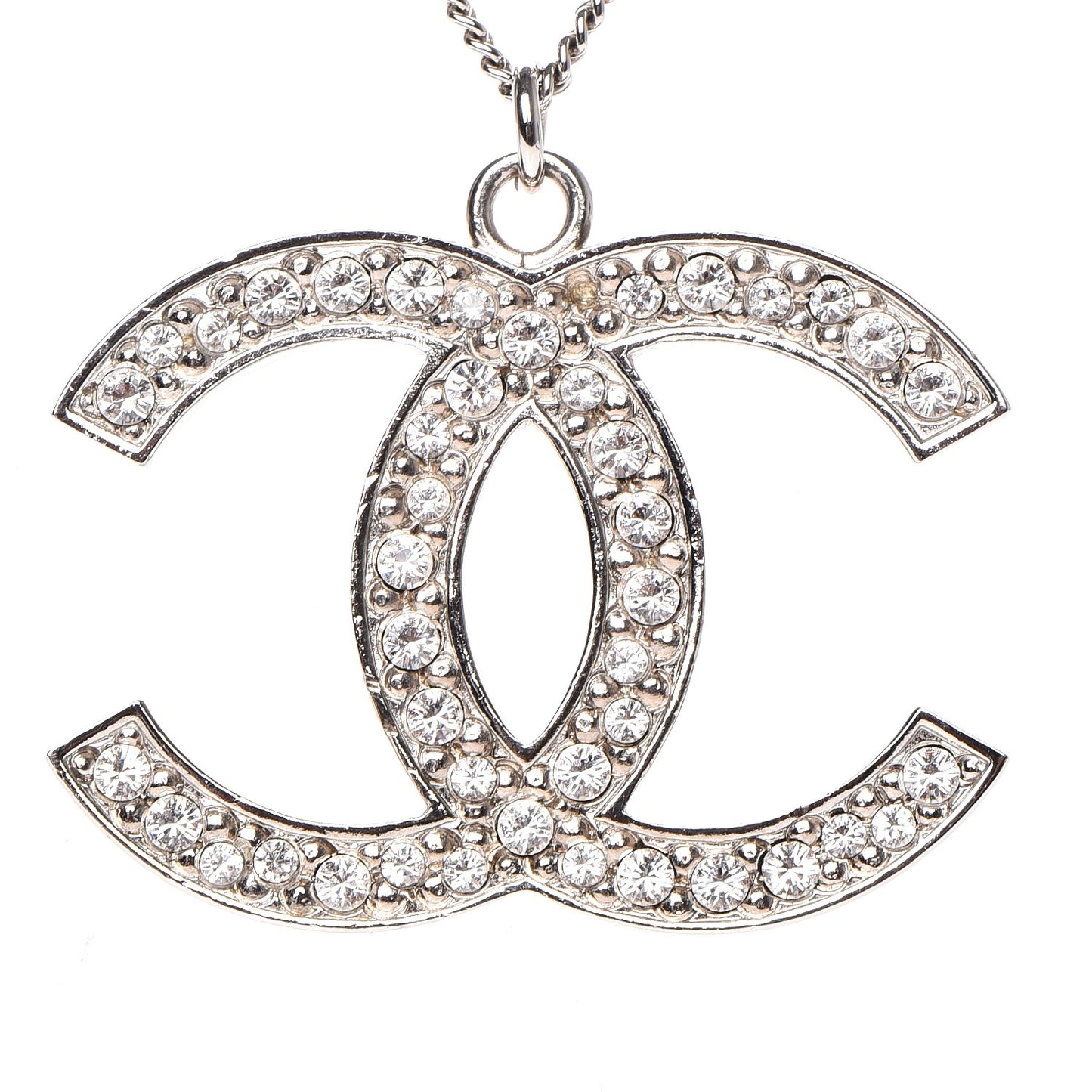 Crystal Large CC Necklace Silver