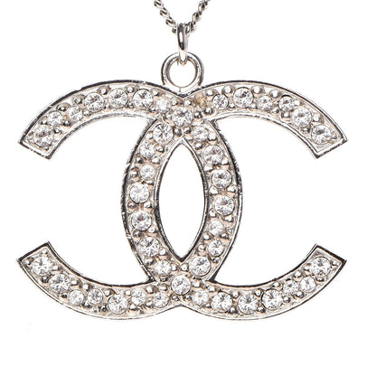 Chanel Crystal Large CC Necklace Silver 5 of 7