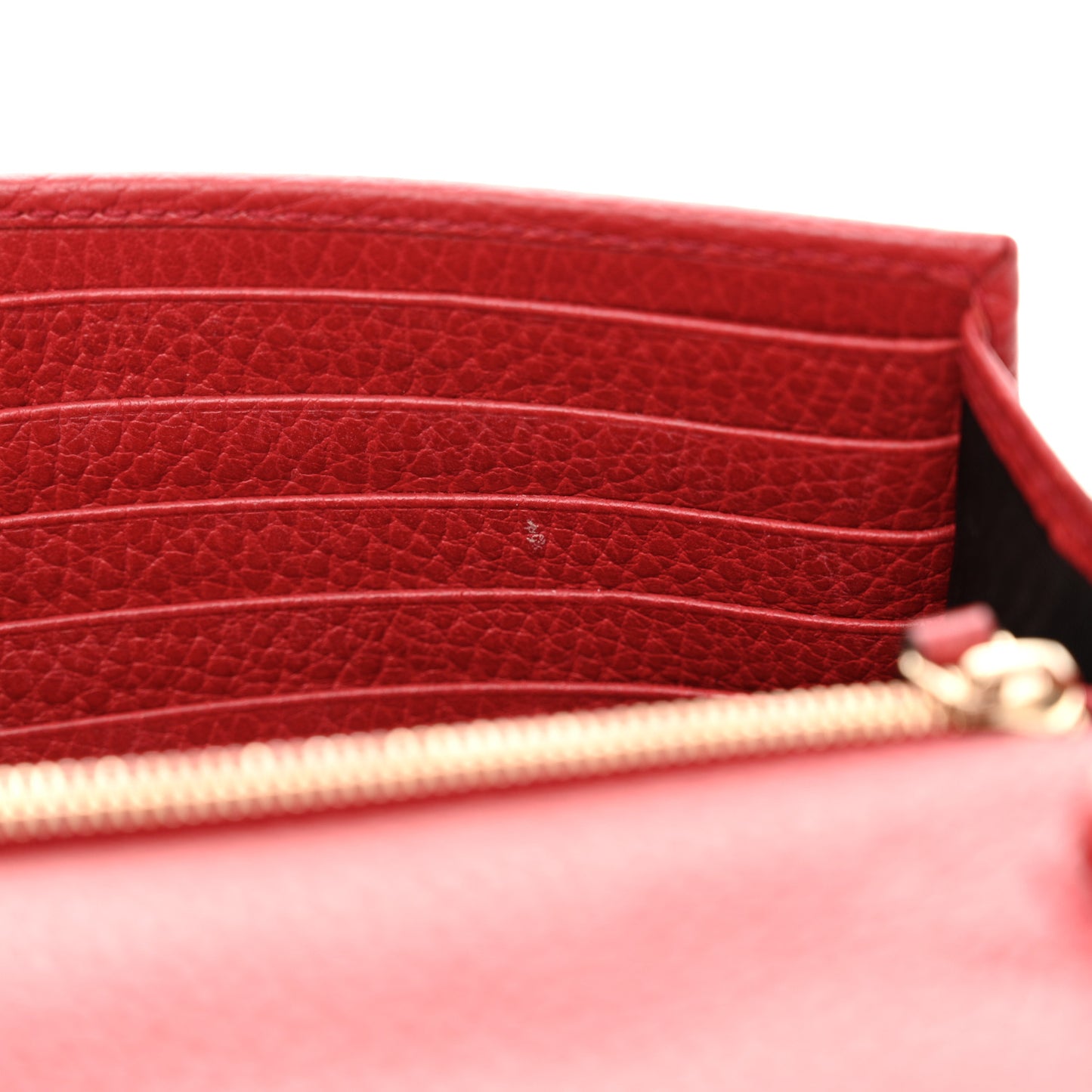Dollar Calfskin Interlocking G Chain Wallet Red