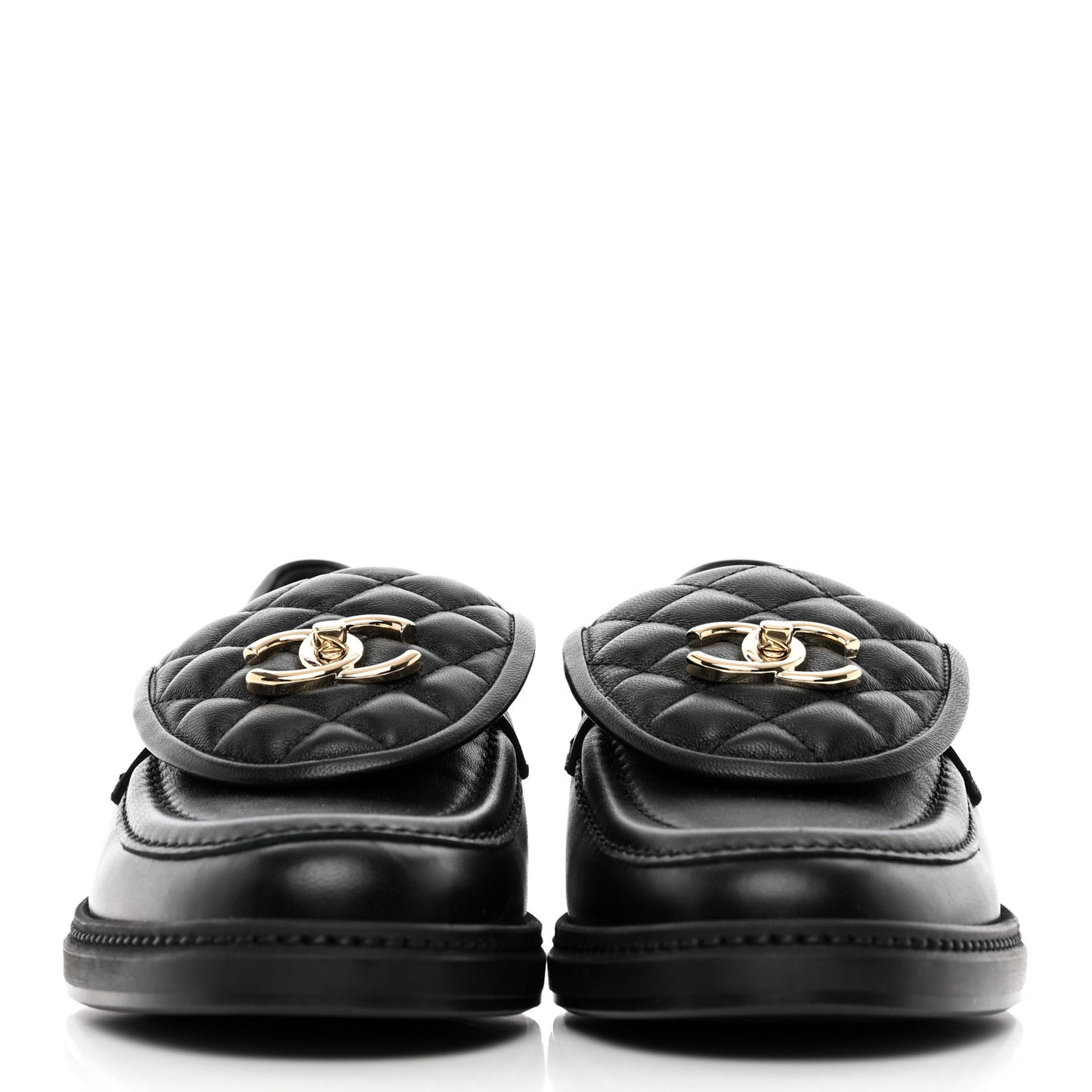 Lambskin Quilted CC Turnlock Loafers 38.5 Black