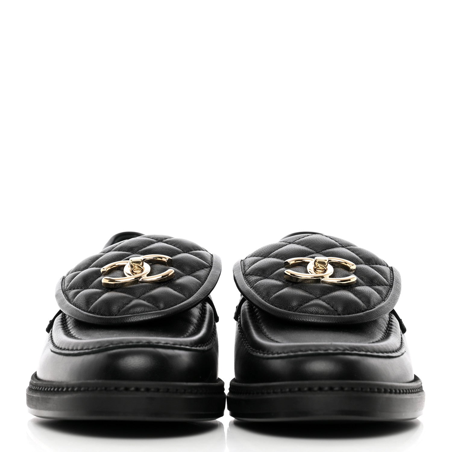 Chanel Lambskin Quilted CC Turnlock Loafers 38.5 Black 2 of 15