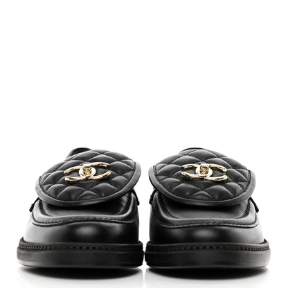 Chanel Lambskin Quilted CC Turnlock Loafers 38.5 Black 2 of 15
