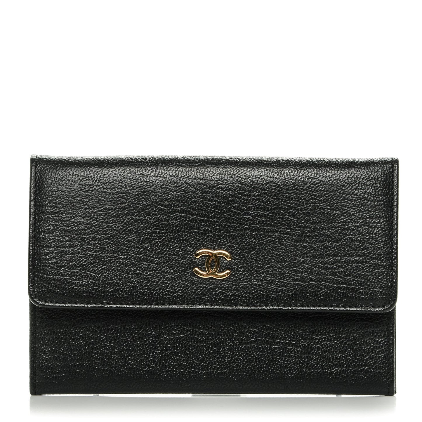 Goatskin Small CC Flap Wallet Black