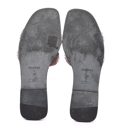 Hermes Suede Crystal Powder Oran Sandals 38 5 of 8
