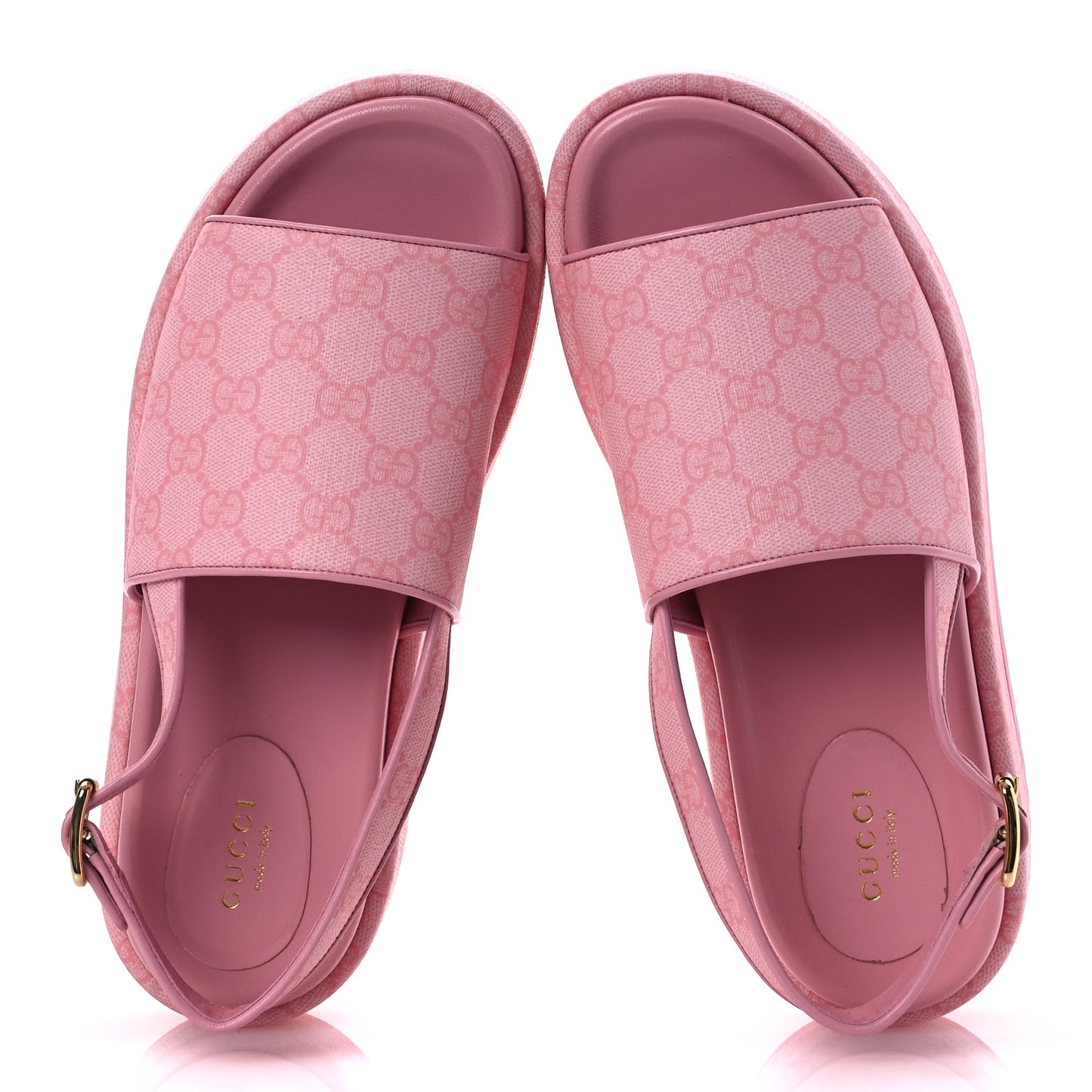 GG Supreme Monogram Granada Kid Angelina Platform 35mm Slingback Sandals 39 Cotton Candy Dark Cotton Candy Wild Rose