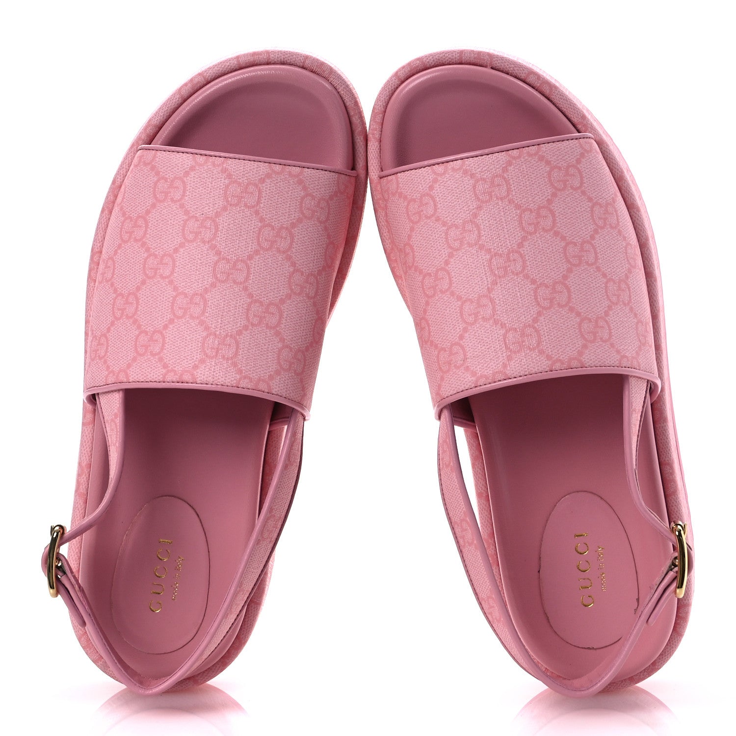 Gucci GG Supreme Monogram Granada Kid Angelina Platform 35mm Slingback Sandals 39 Cotton Candy Dark Cotton Candy Wild Rose 2 of 13