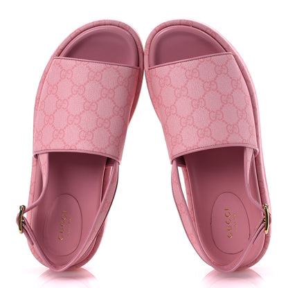 Gucci GG Supreme Monogram Granada Kid Angelina Platform 35mm Slingback Sandals 39 Cotton Candy Dark Cotton Candy Wild Rose 2 of 13