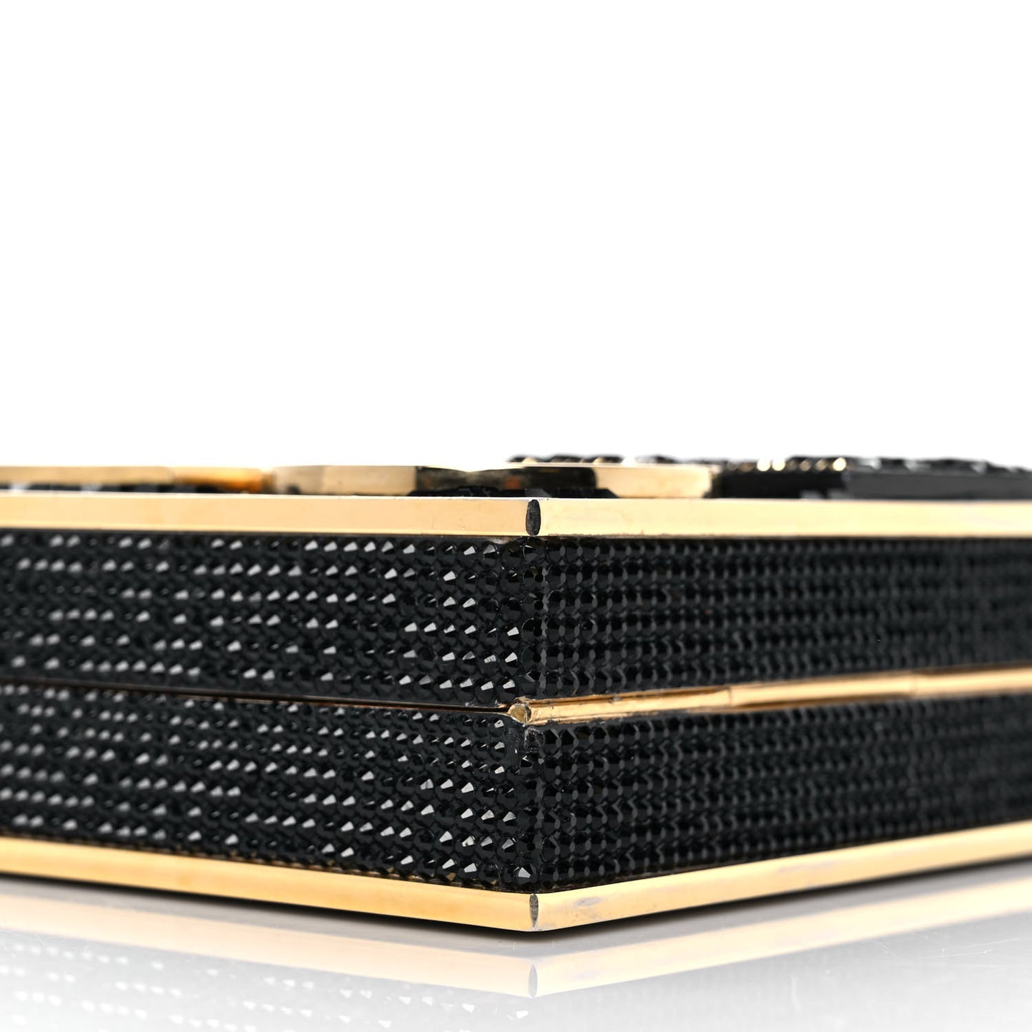 Crystal Boombox Retro Minaudiere Clutch Gold Black