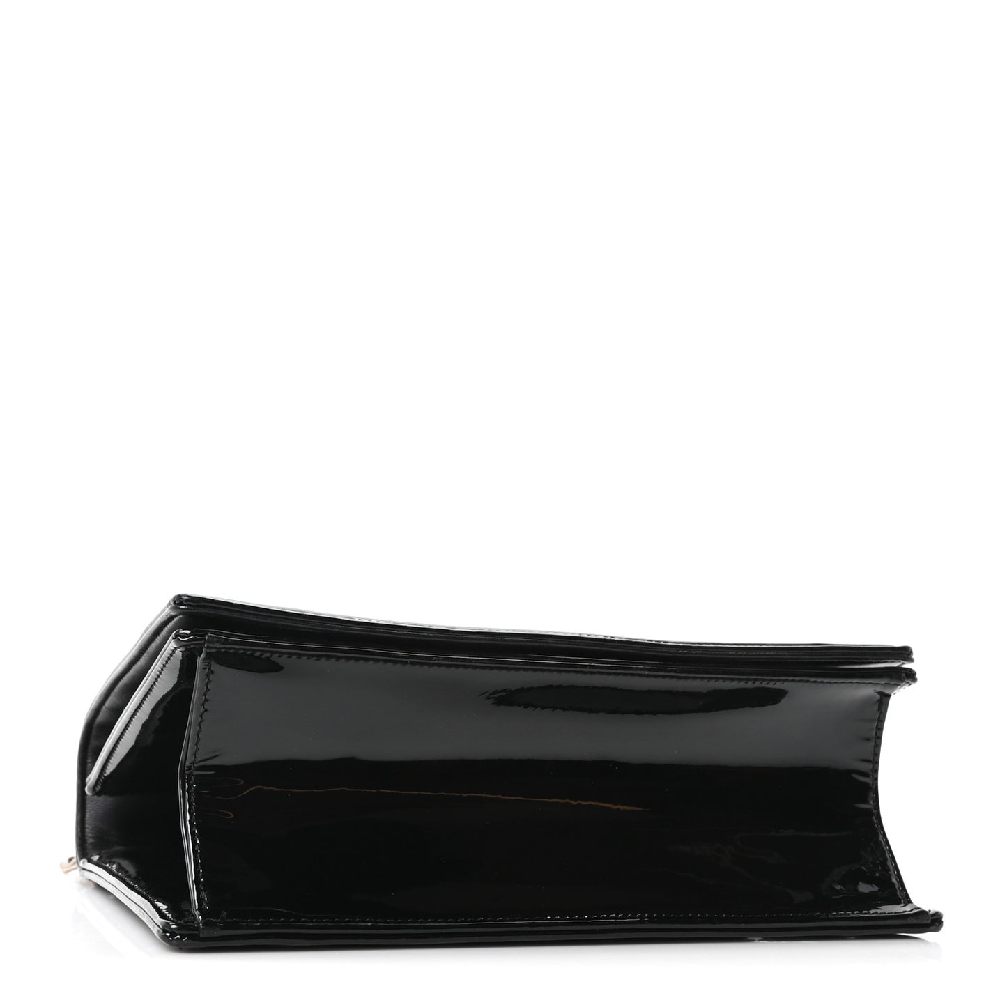 Patent Medium Diorama Flap Bag Black