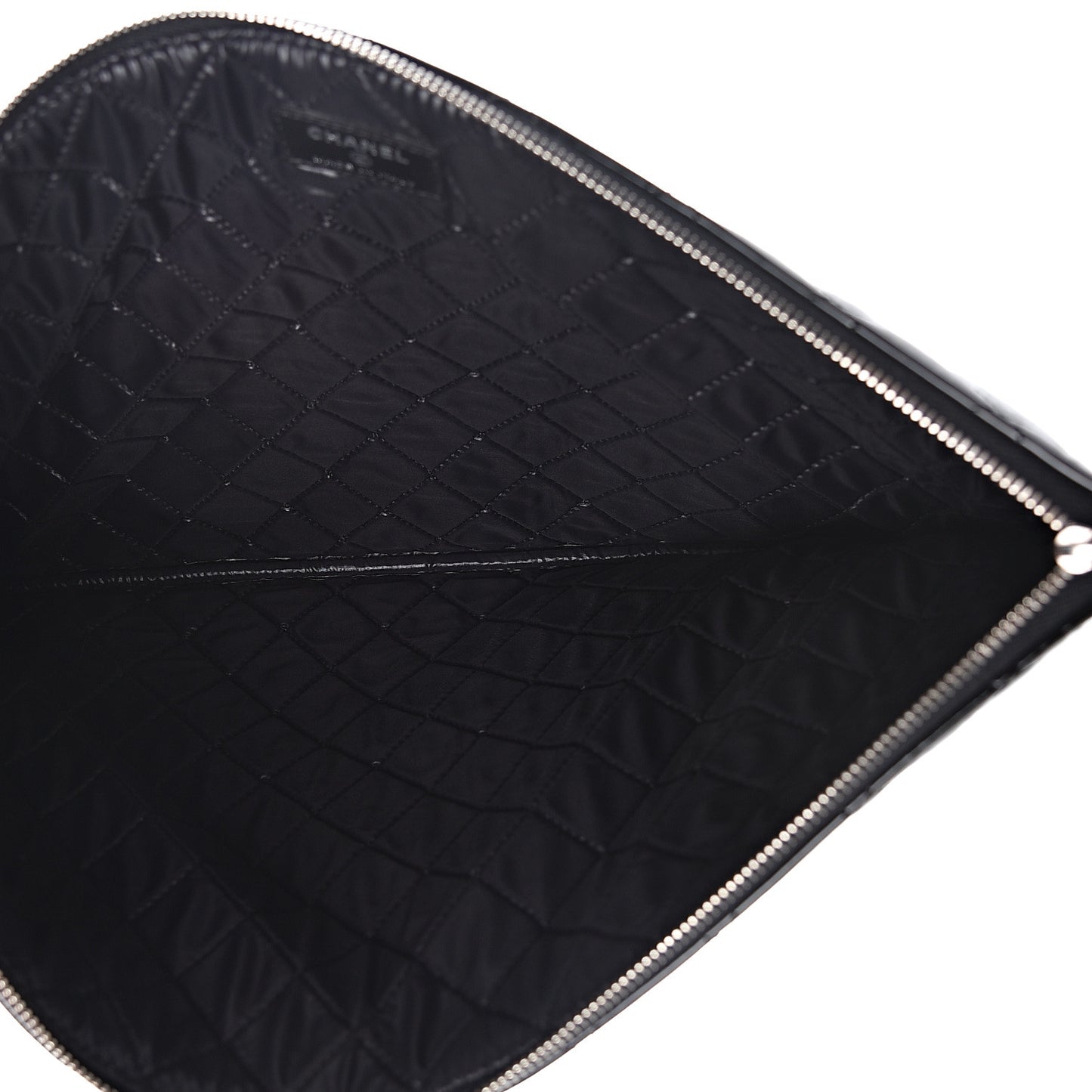 Patent Calfskin Quilted Valentine Hearts Large Cosmetic Case Black