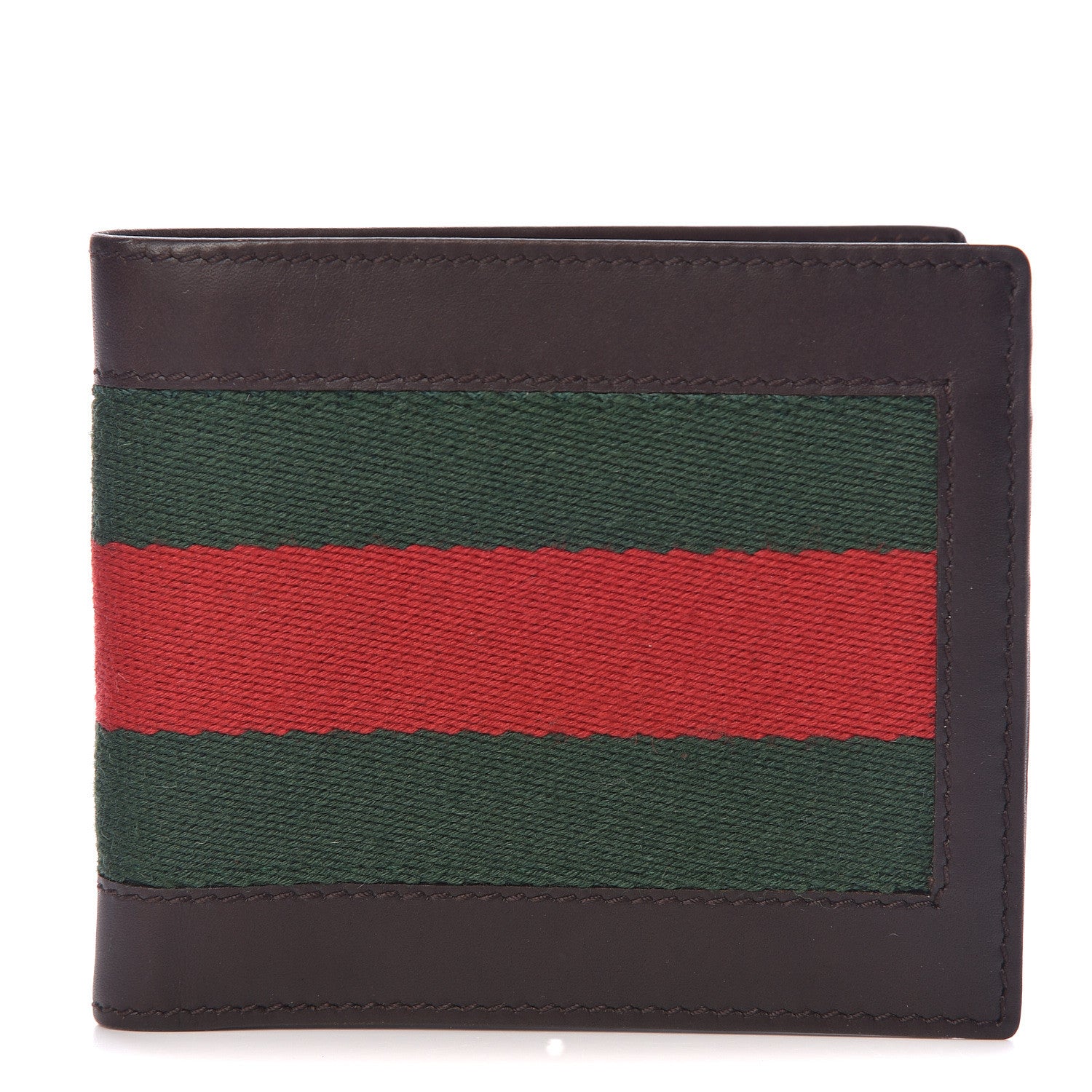 Gucci Calfskin Vintage Web Bi-Fold Wallet Dark Brown 1 of 7
