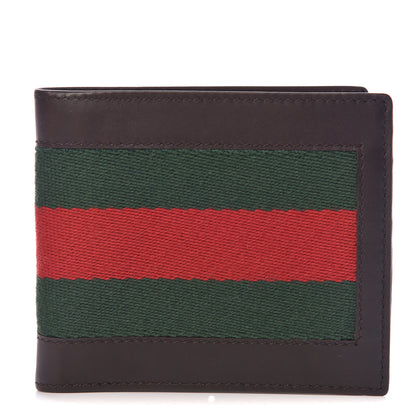 Gucci Calfskin Vintage Web Bi-Fold Wallet Dark Brown 1 of 7