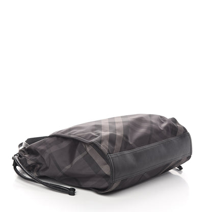 Burberry Nylon Check Small Buckleigh Packable Tote Charcoal 3 of 8
