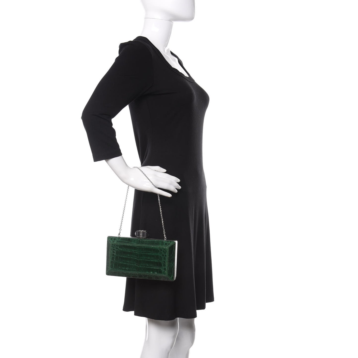 Crocodile Faceted Clutch Emerald