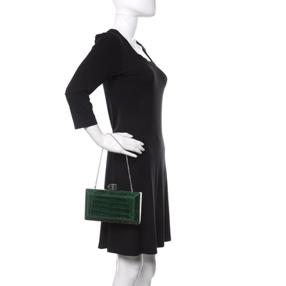 Judith Leiber Crocodile Faceted Clutch Emerald 2 of 14