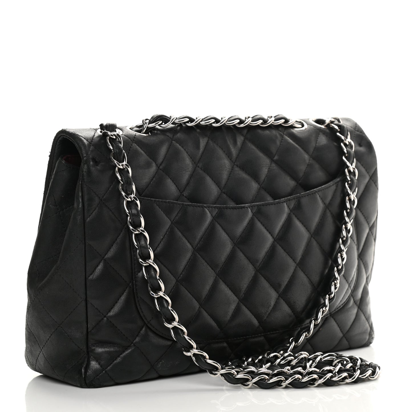 Lambskin Quilted Jumbo Single Flap Black