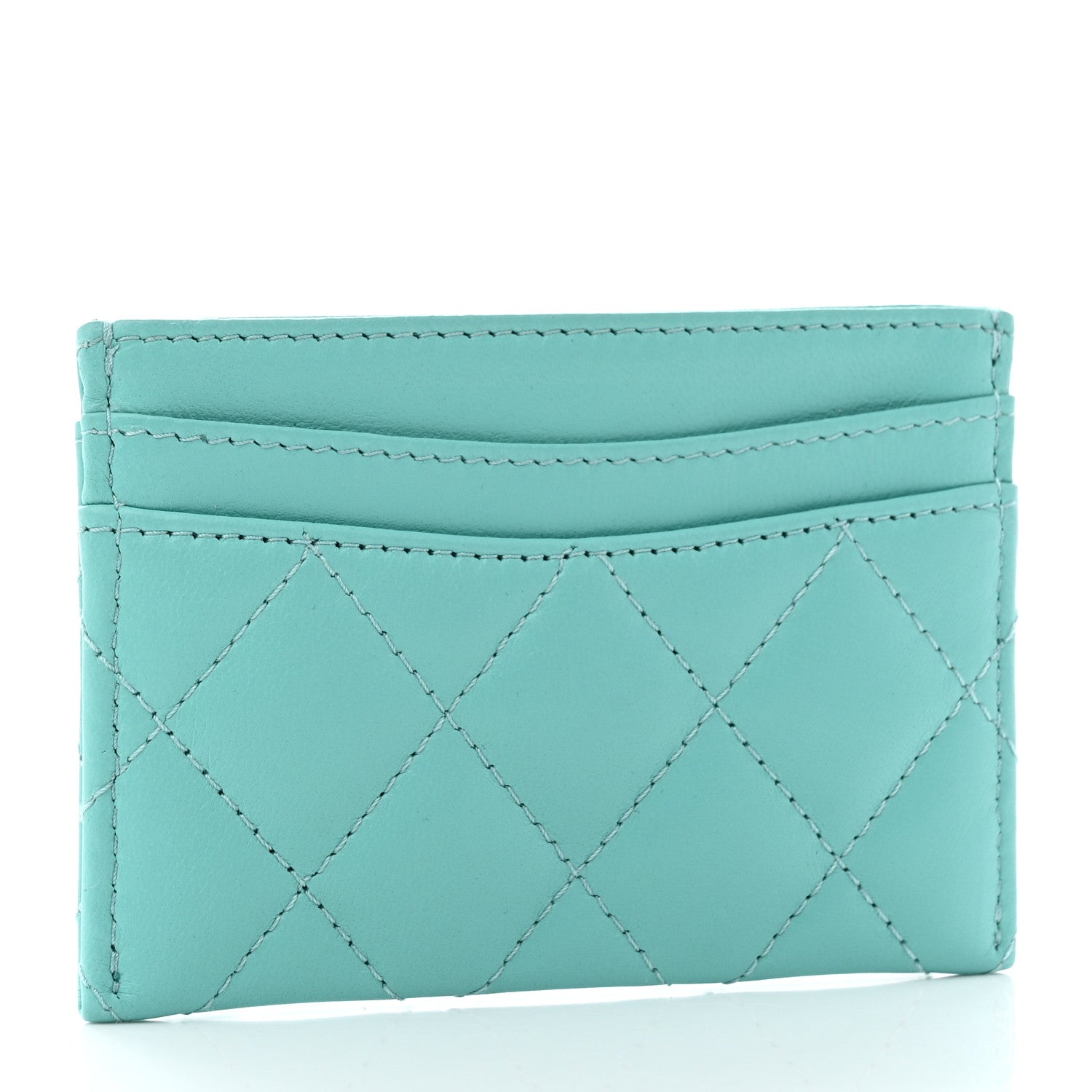 Chanel Lambskin Quilted Card Holder Turquoise 3 of 9