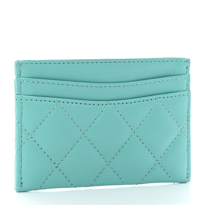 Chanel Lambskin Quilted Card Holder Turquoise 3 of 9