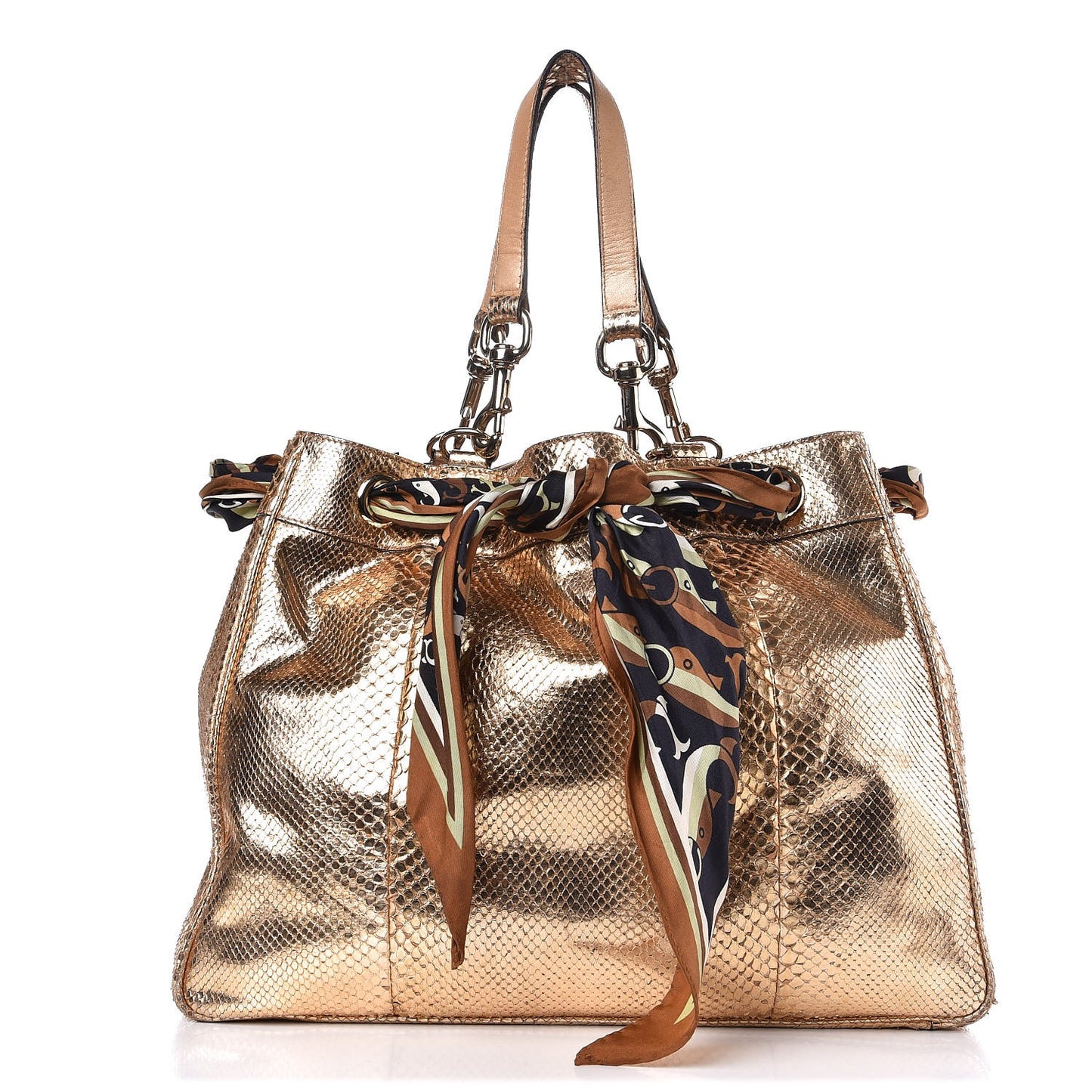 Metallic Python Large Positano Tote Gold
