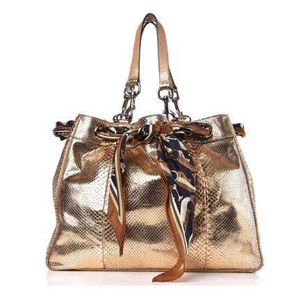 Gucci Metallic Python Large Positano Tote Gold 1 of 11
