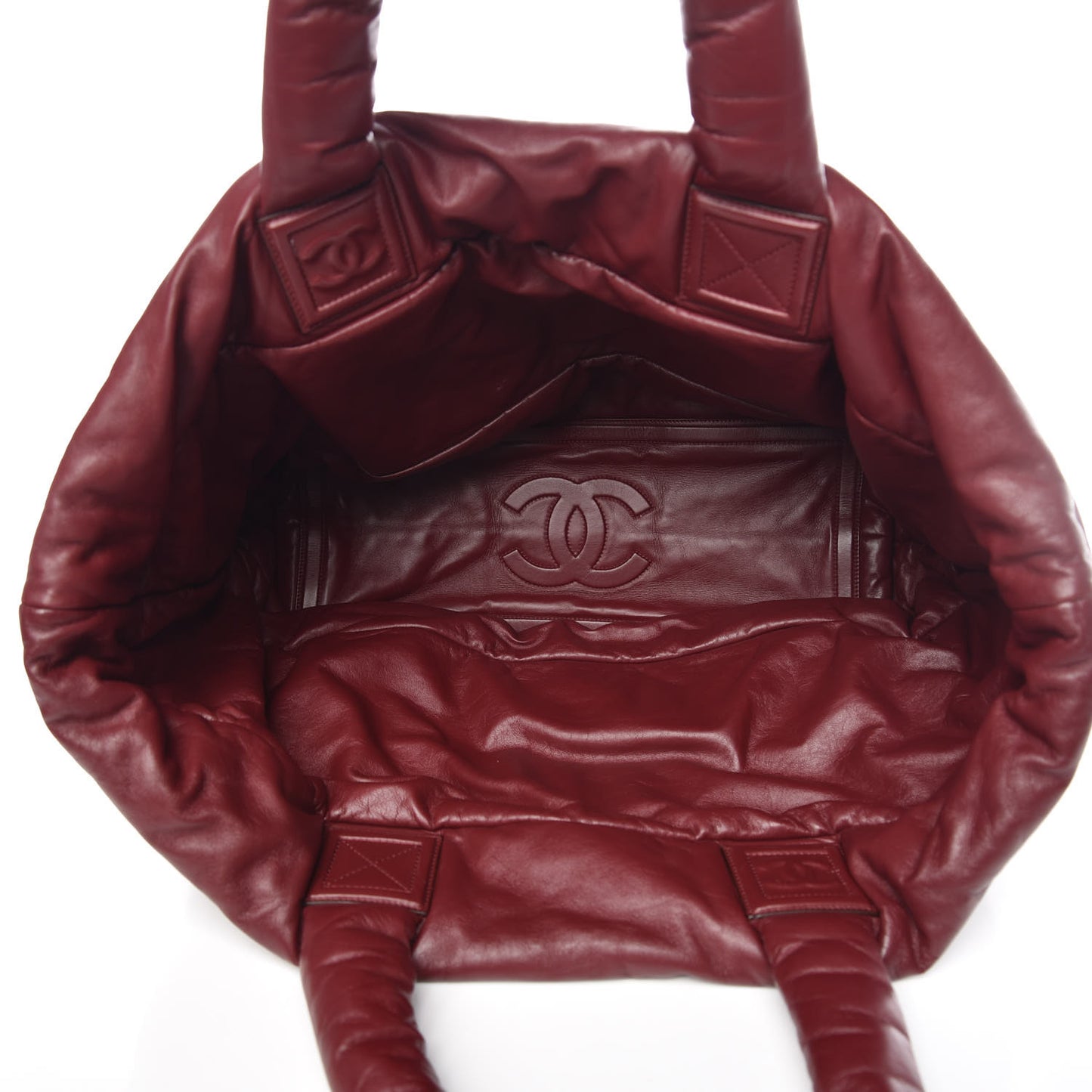 Lambskin Quilted Large Coco Cocoon Reversible Tote Black