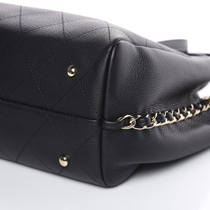 Chanel Bullskin Stitched Medium Shopping Bag Black 9 of 12