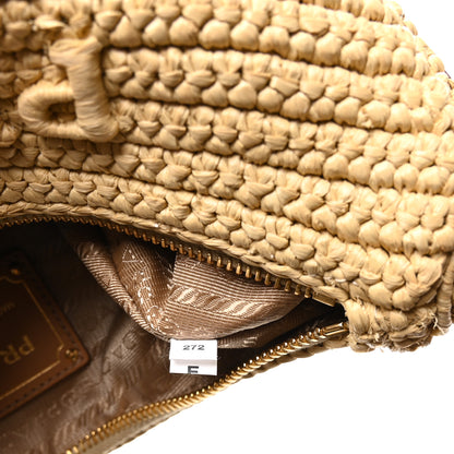 Prada Yarn Raffia Effect Crochet Arque Shoulder Bag Natural 7 of 10