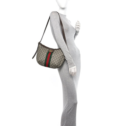 Gucci GG Supreme Monogram Web Small Ophidia Half Moon Hobo Brown 2 of 15