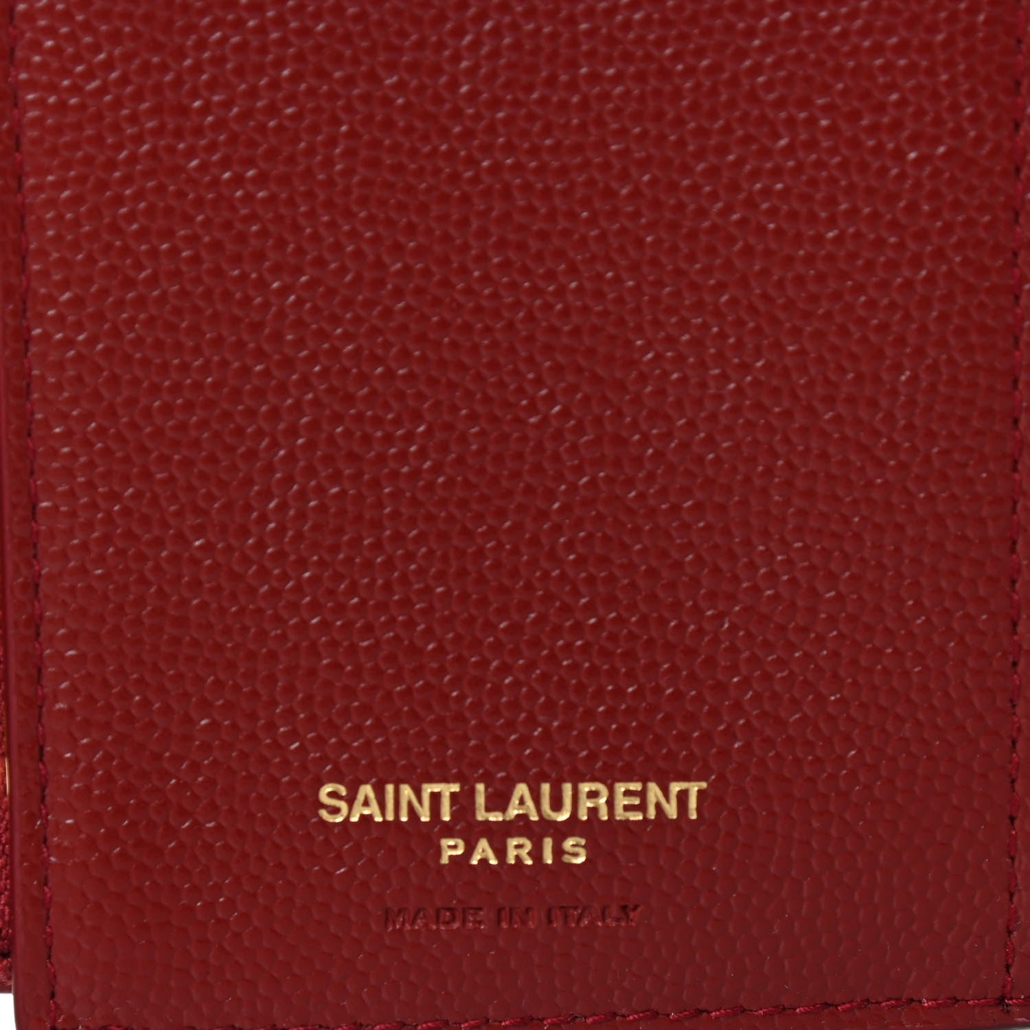 Saint Laurent Grain De Poudre Matelasse Chevron Monogram Compact Tri Fold Wallet Red 6 of 7
