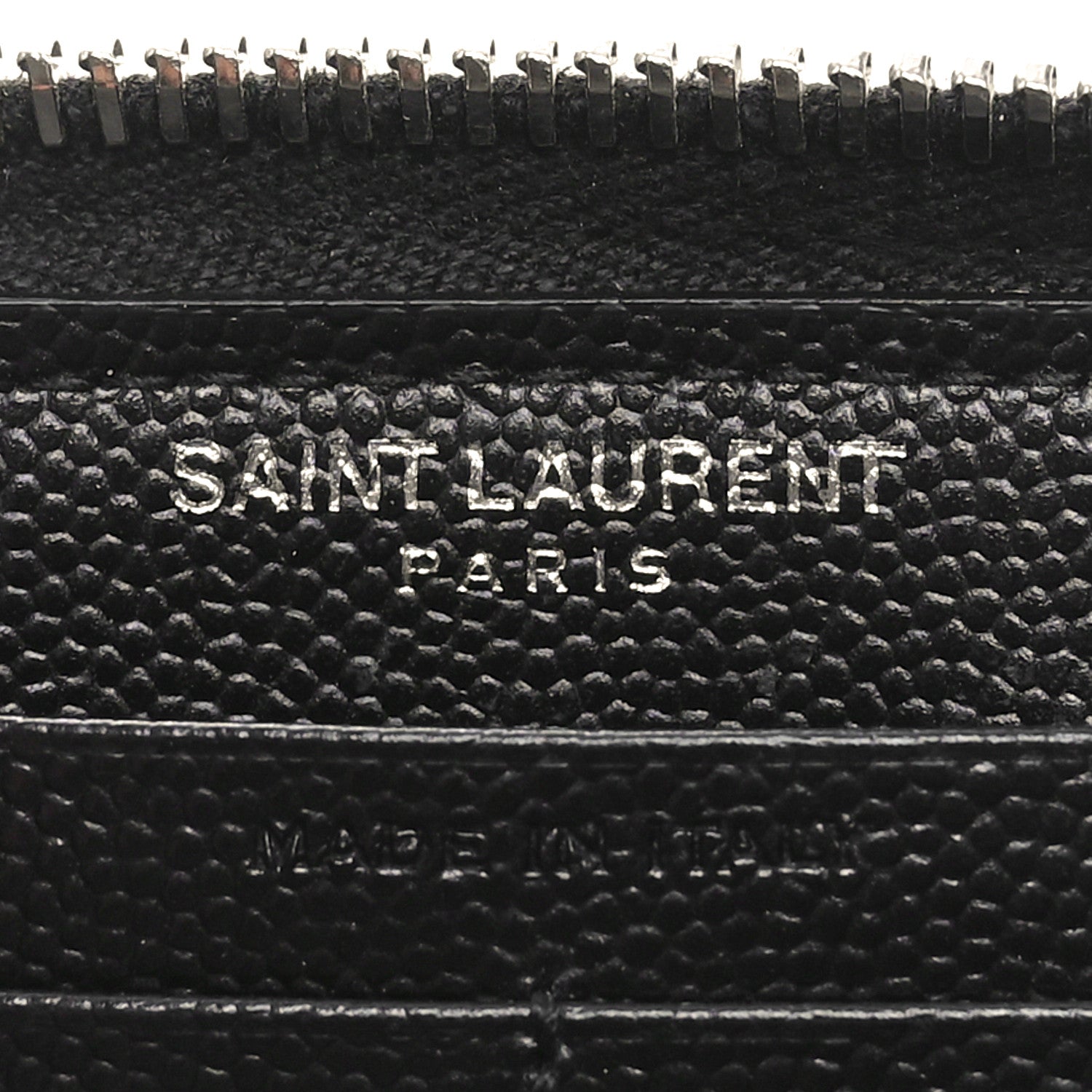 Saint Laurent Grain De Poudre Matelasse Chevron Monogram Zip Around Wallet Black 6 of 9