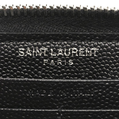 Saint Laurent Grain De Poudre Matelasse Chevron Monogram Zip Around Wallet Black 6 of 9