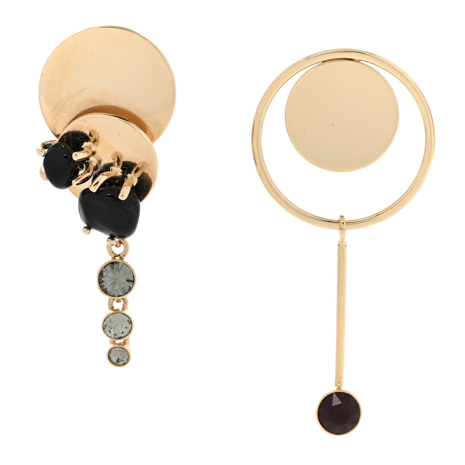 Christian Dior Crystal Circle Drop Earrings Gold 1 of 5
