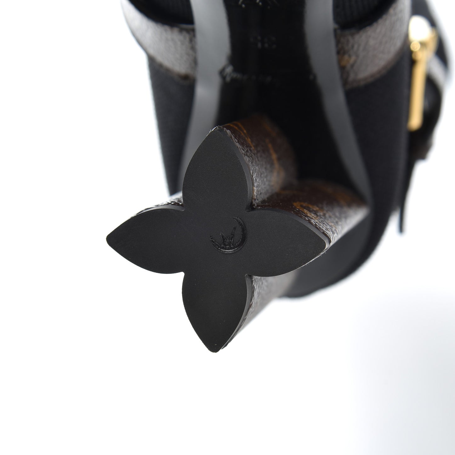 Monogram Stretch Fabric Silhouette Ankle Boots 35 Black