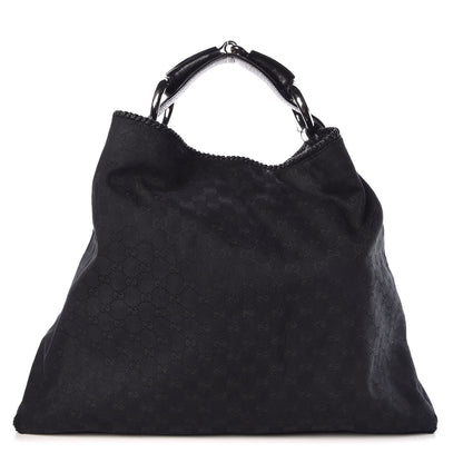 Gucci Monogram Large Horsebit Chain Hobo Black 1 of 13