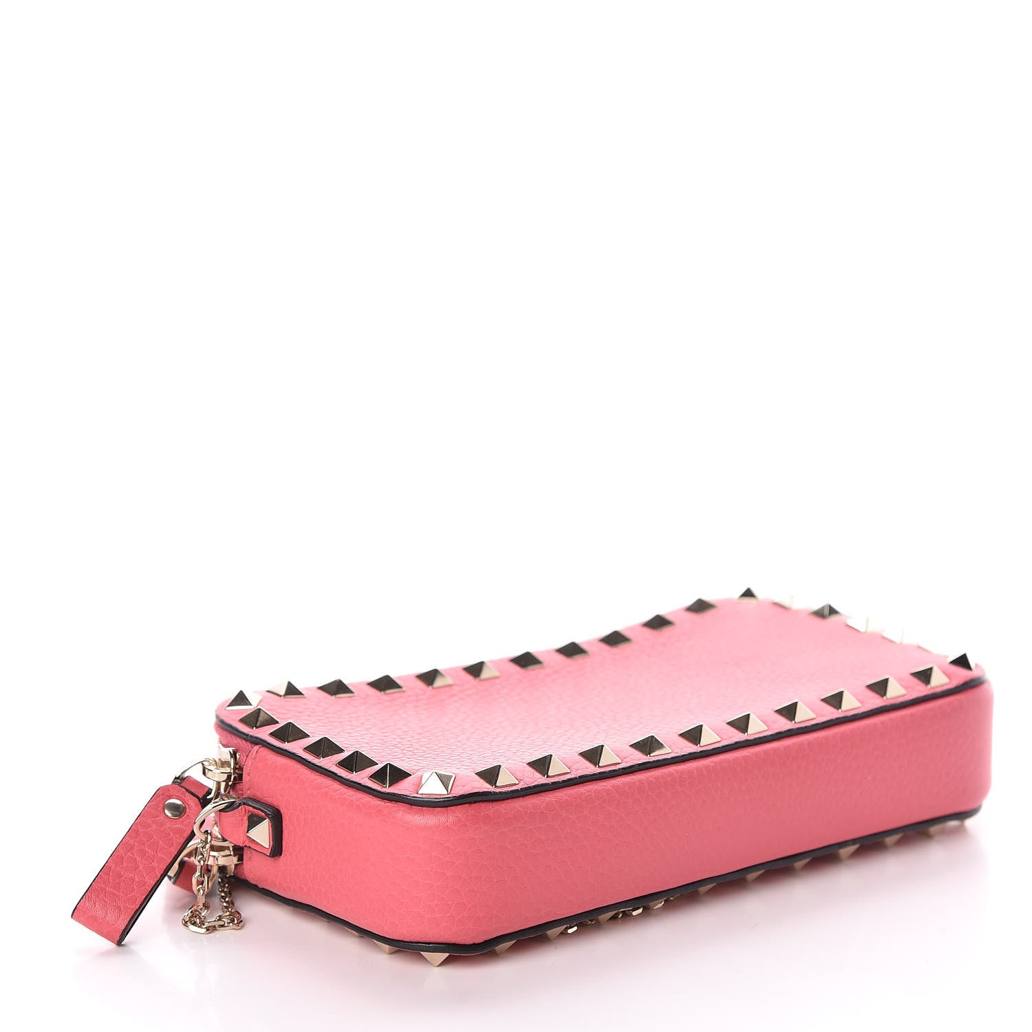 Valentino Garavani Pebbled Calfskin Rockstud Chain Pouch Shoulder Bag Shadow Pink 4 of 9