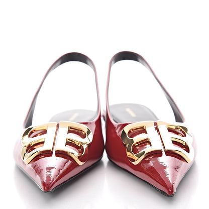 Balenciaga Patent BB Knife Pointy Toe Slingback Flats 39 Rouge Cardinal 2 of 9
