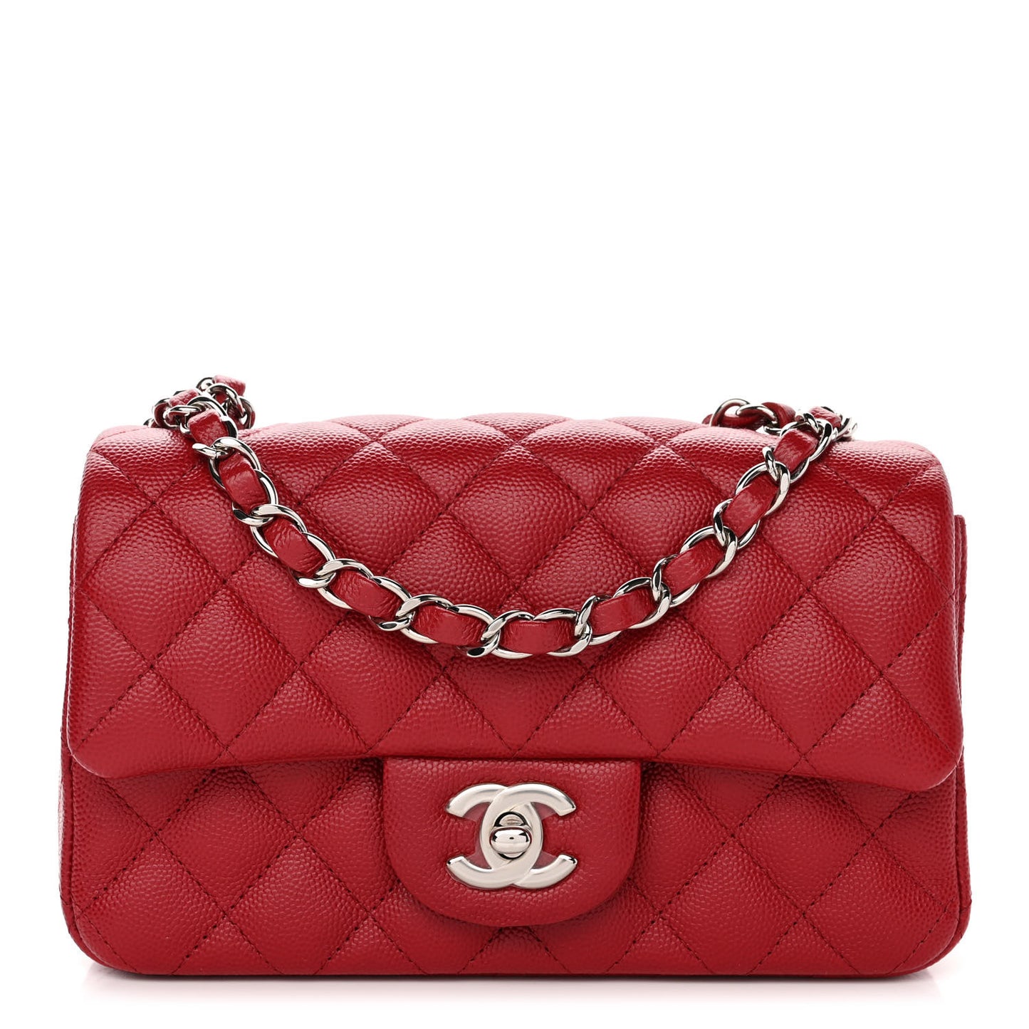 Caviar Quilted Mini Rectangular Flap Red